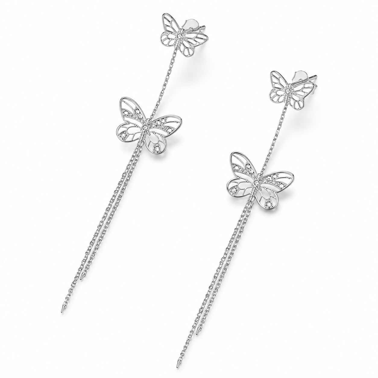 Jessica Simpson - Zarcillos Colgantes con Flecos Butterfly - Plateados