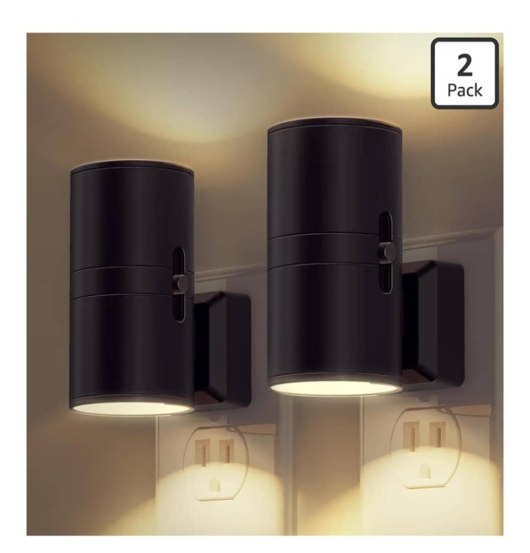 Lámpara LED de Pared Enchufable - Negro 2 Pack