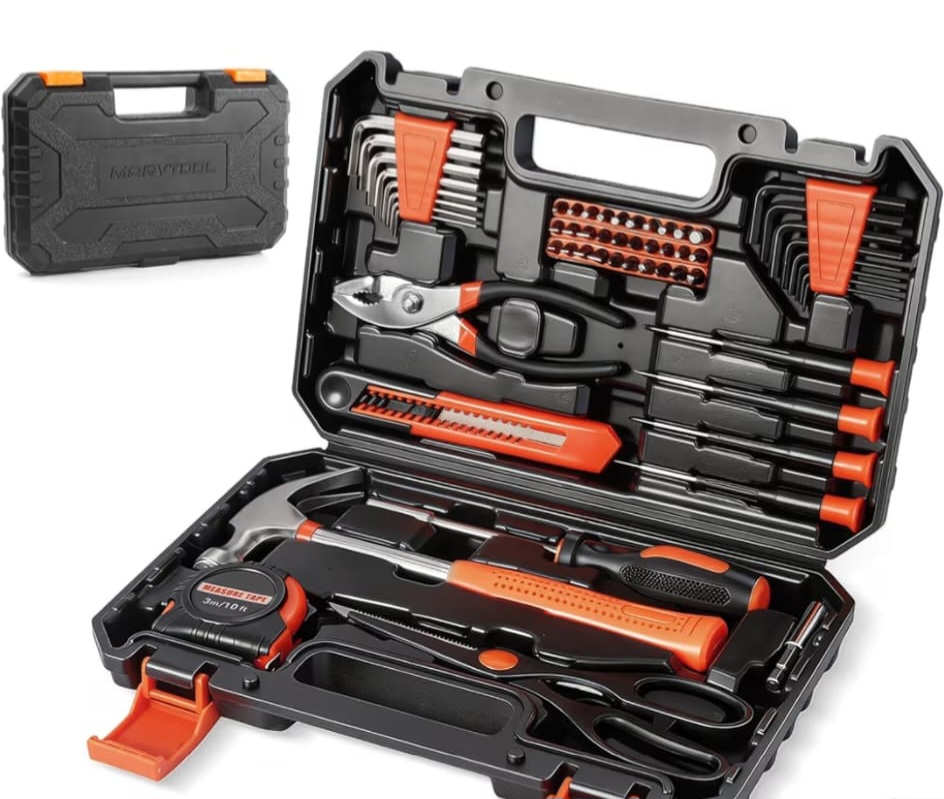 Kit de herramientas para el hogar - Maletín negro/naranja 57 piezas