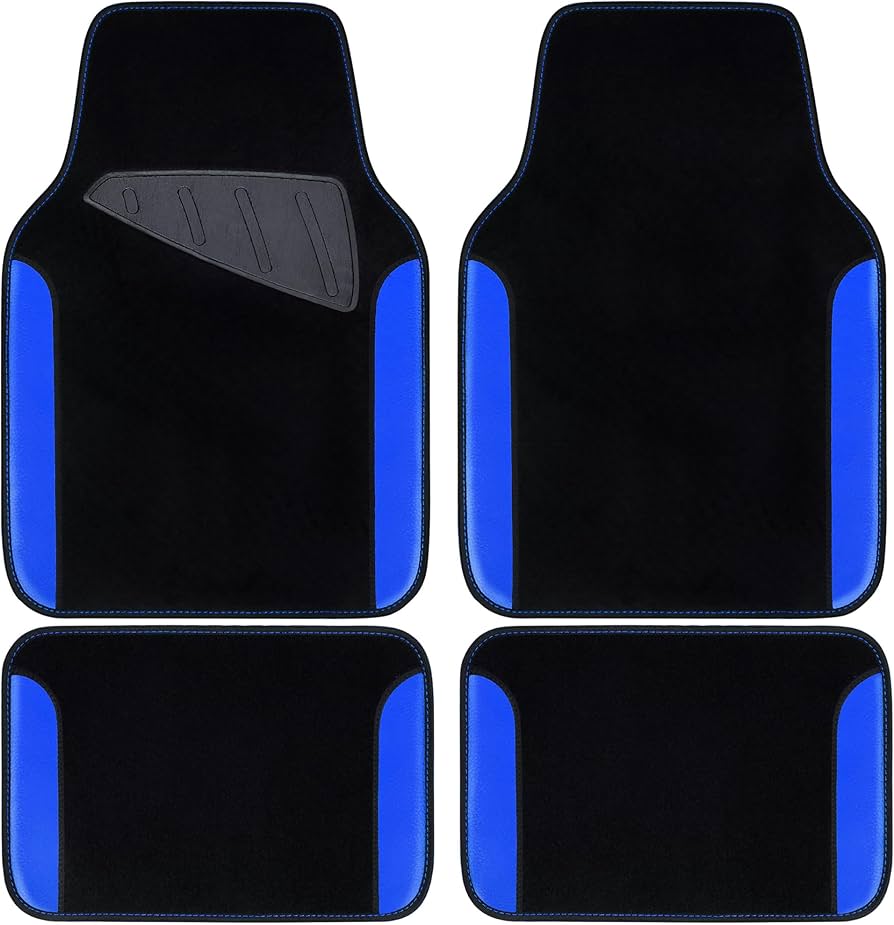 CAR-GRAND - Juego de Alfombrillas para Auto - Negro con Azul