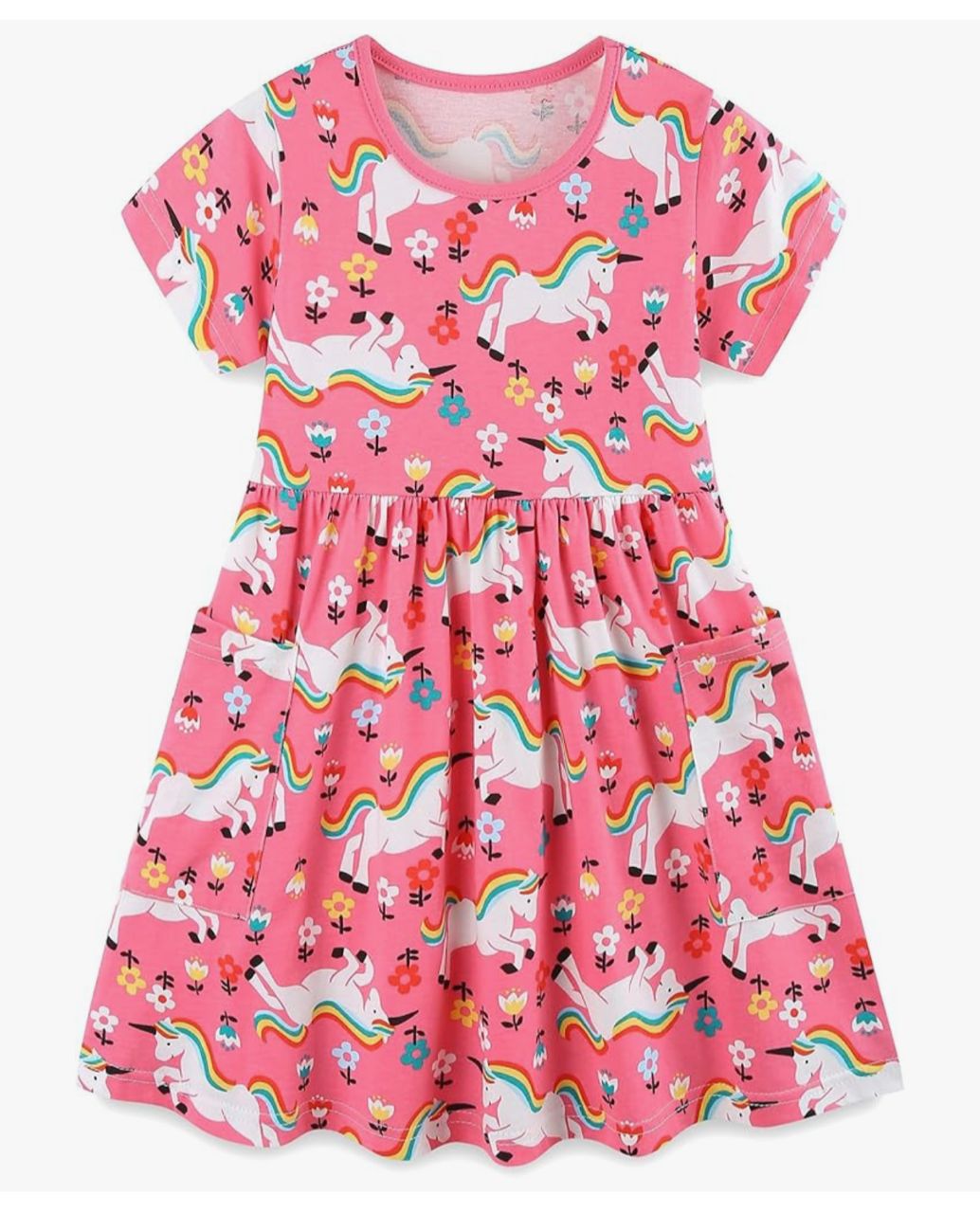 Bumeex Vestido infantil - Rosa con unicornios