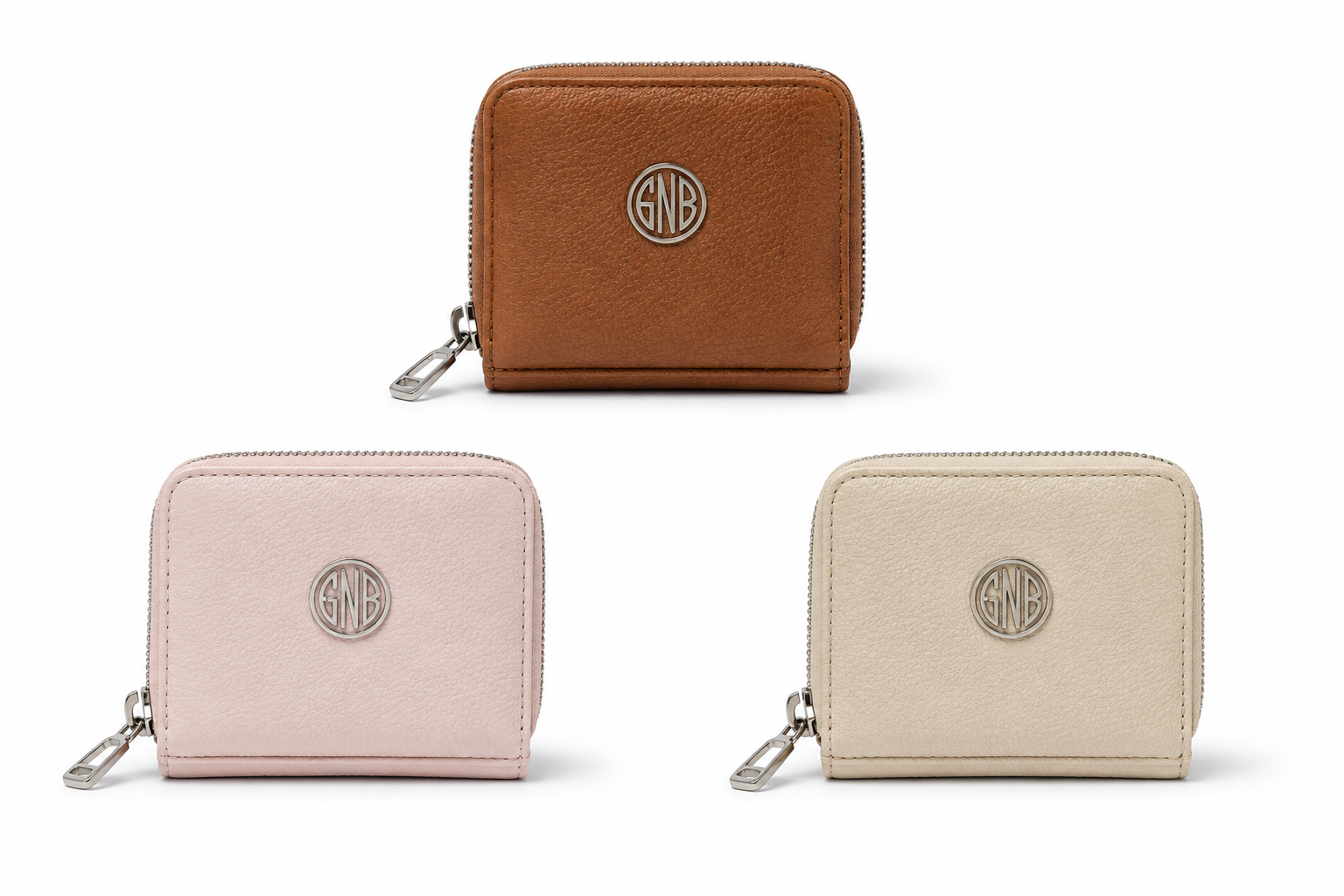 GNB - Billetera compacta con cierre - Multicolor pack de 3