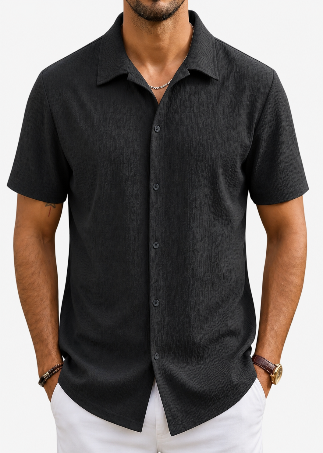 URRU Camisa de vestir musculosa para hombre