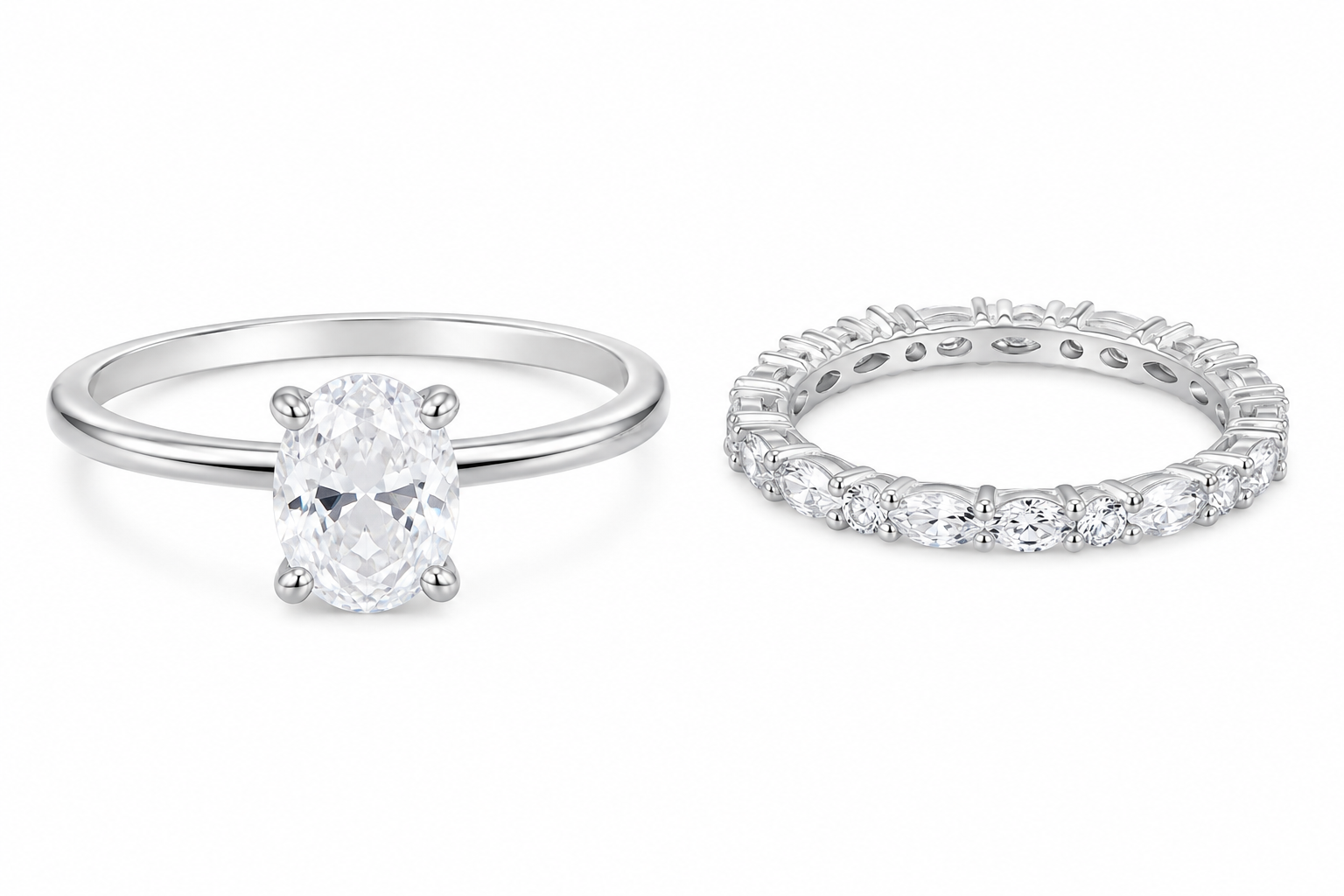Believe by Brilliance - Juego de Anillos Nupciales de Plata Fina con Piedras - Talla 8