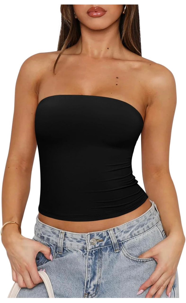 Top Strapless Tipo Tubo - Negro