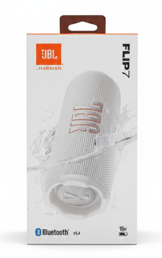 JBL Flip 7 Blanco – Bocina Portátil Bluetooth 5.4 Resistente al Agua