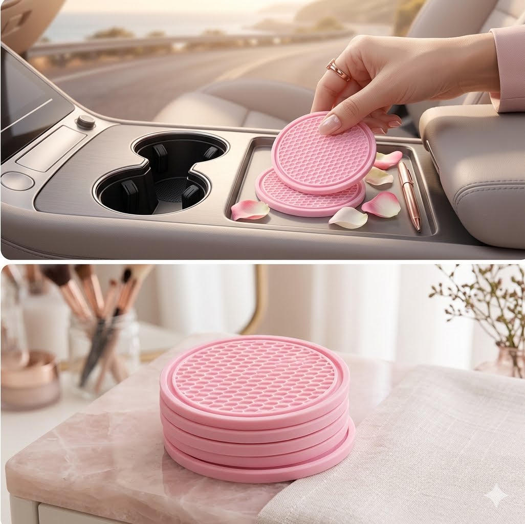Posavasos de Silicona para Auto de Mujer - Rosa