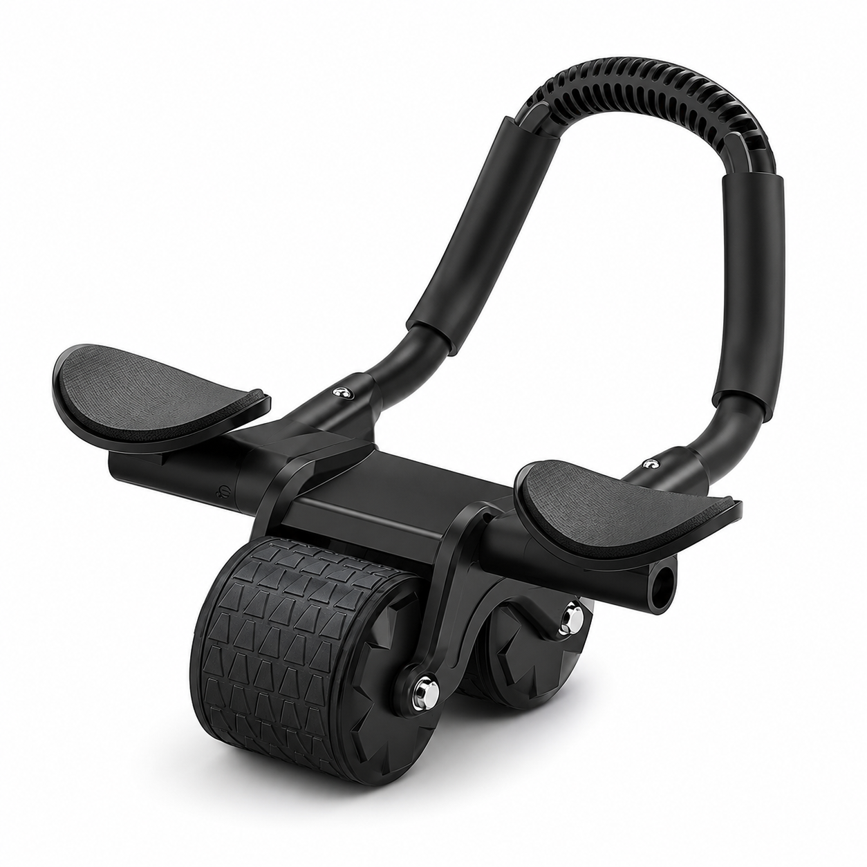 Pqqert - Rodillo de Abdominales de 2 ruedas - Con Temporizador y Almohadilla para Rodillas - Negro