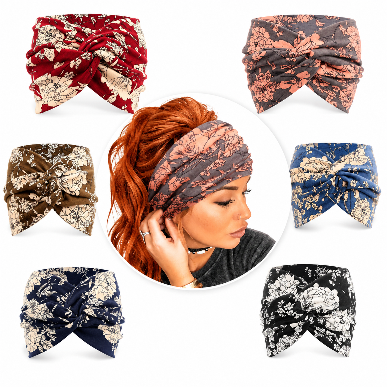DRESHOW - Turbante Diadema Ancha - 6 Piezas Estampadas