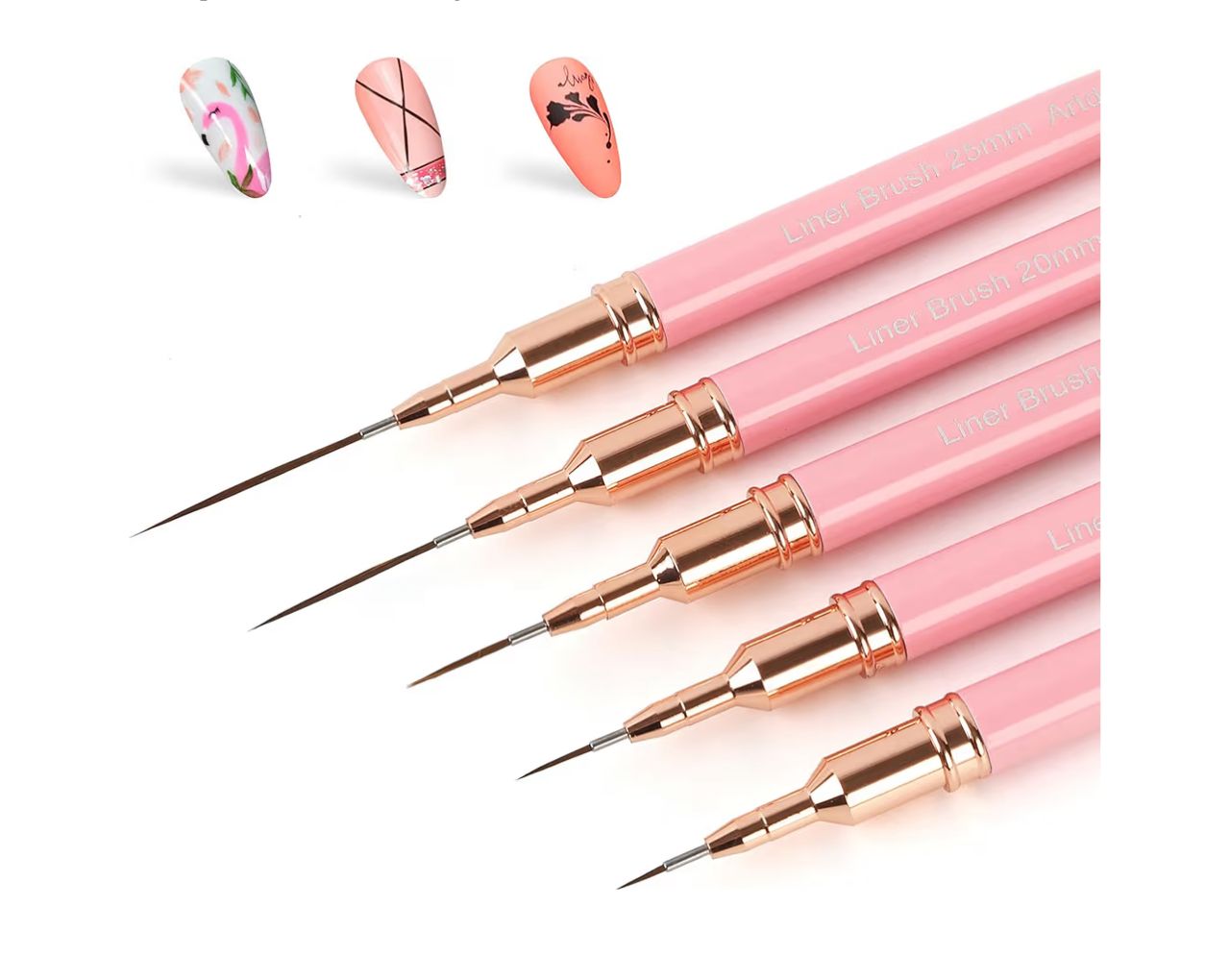 Set de Pinceles Liner para Nail Art - Rosa