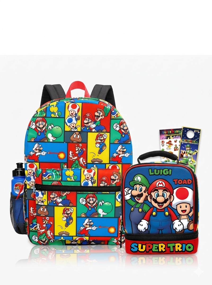 Super Mario - Bioworld Combo de mochila de 5 piezas