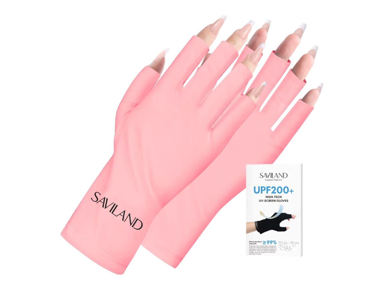 Saviland - Guantes de Protección UV para Manicura - Rosa UPF200+