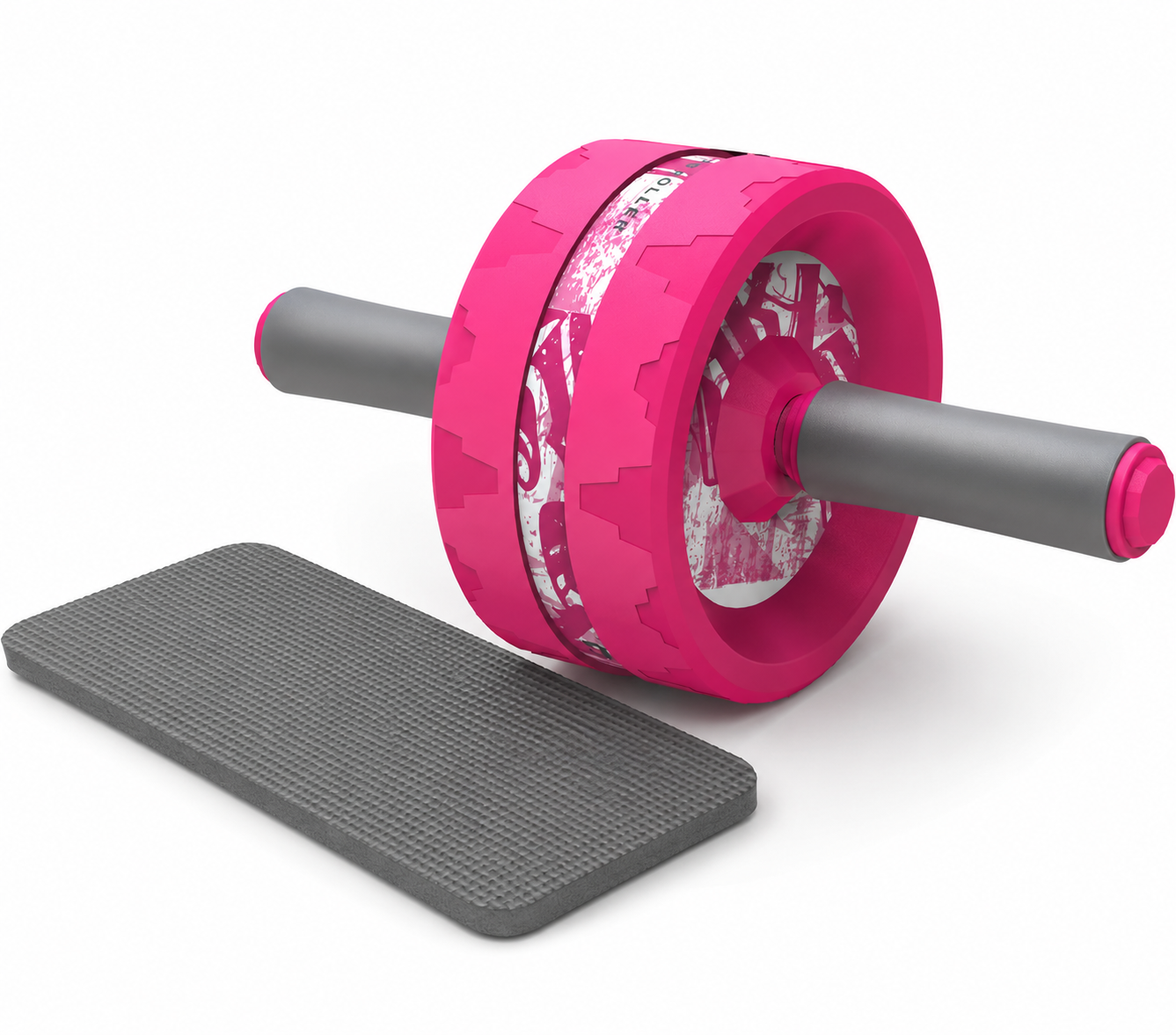 VINSGUIR - Rodillo Abdominal de Doble Rueda con Almohadilla para Rodillas - Rosa/Gris