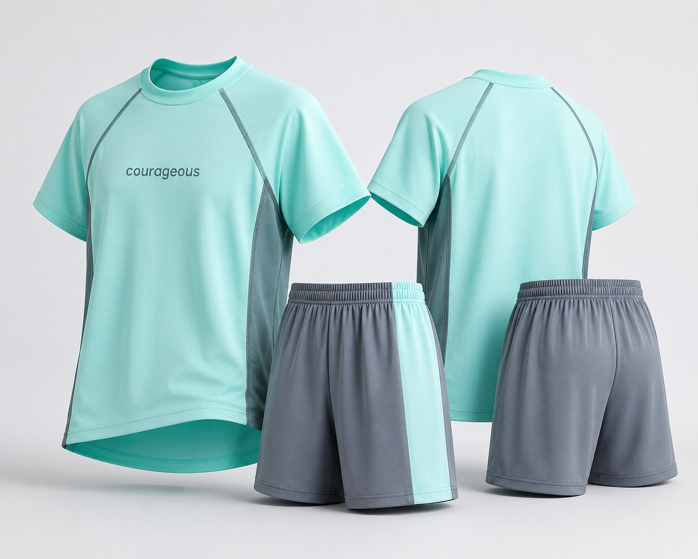 Courageous - Conjunto Deportivo Camiseta y Short - Agua marina/Gris