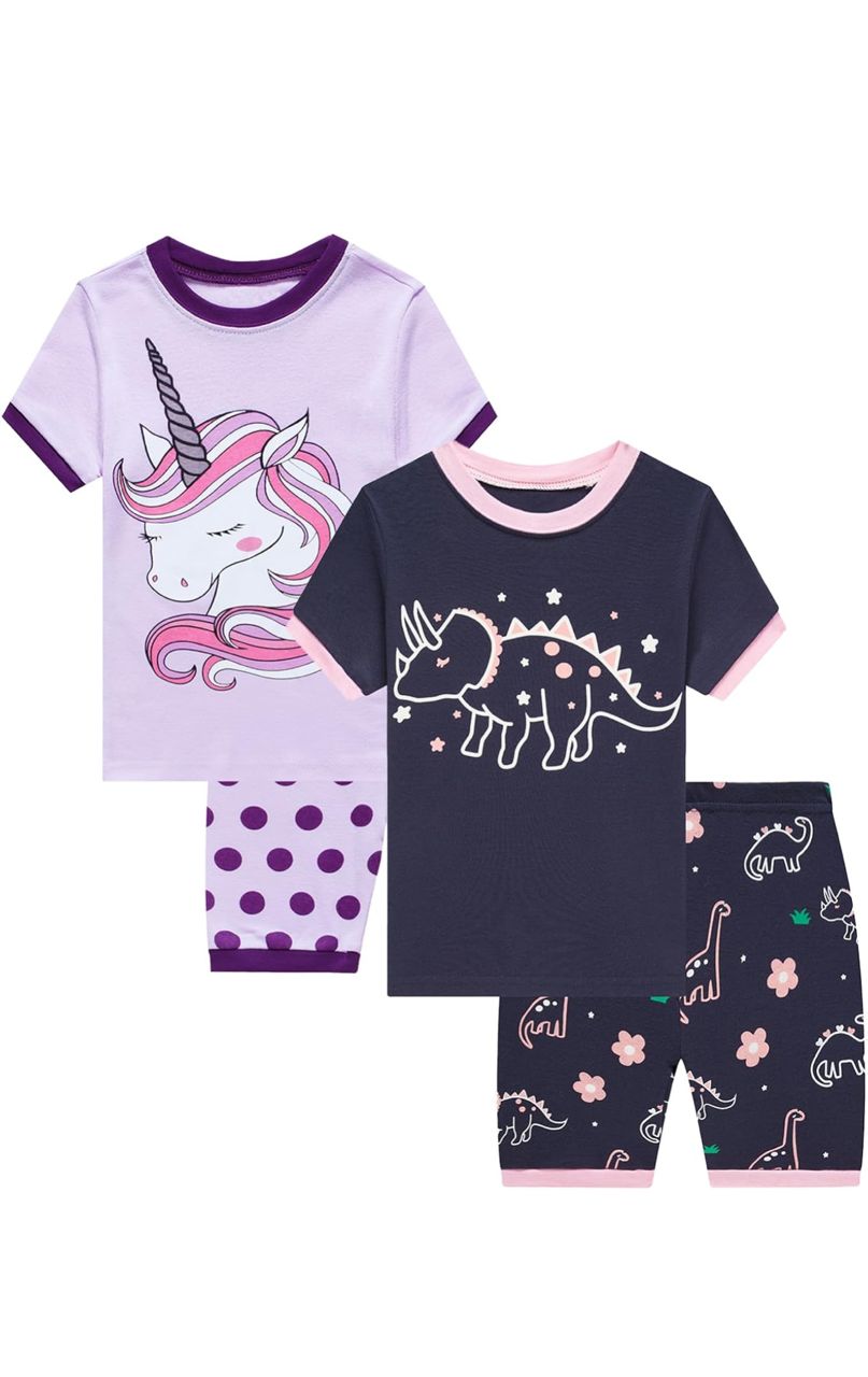 Set de Pijamas Infantiles - Unicornio y Dinosaurios 4 piezas
