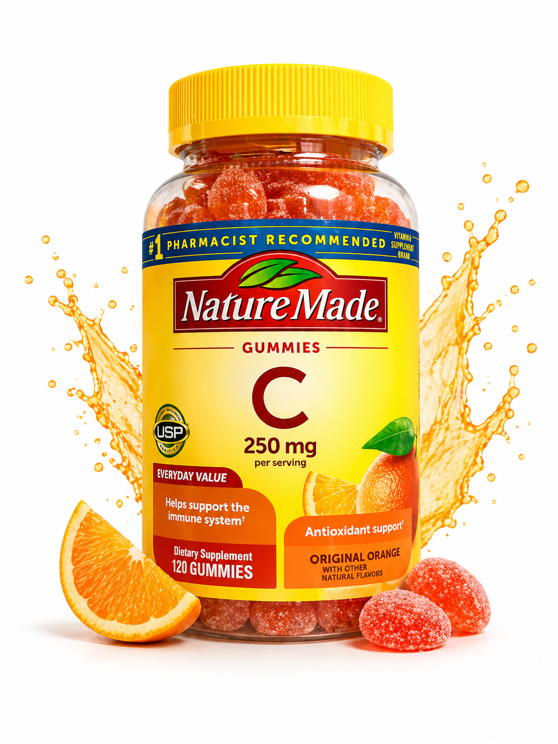 Nature Made - Gummies Vitamina C 250 mg - Naranja Original 120 Gomitas