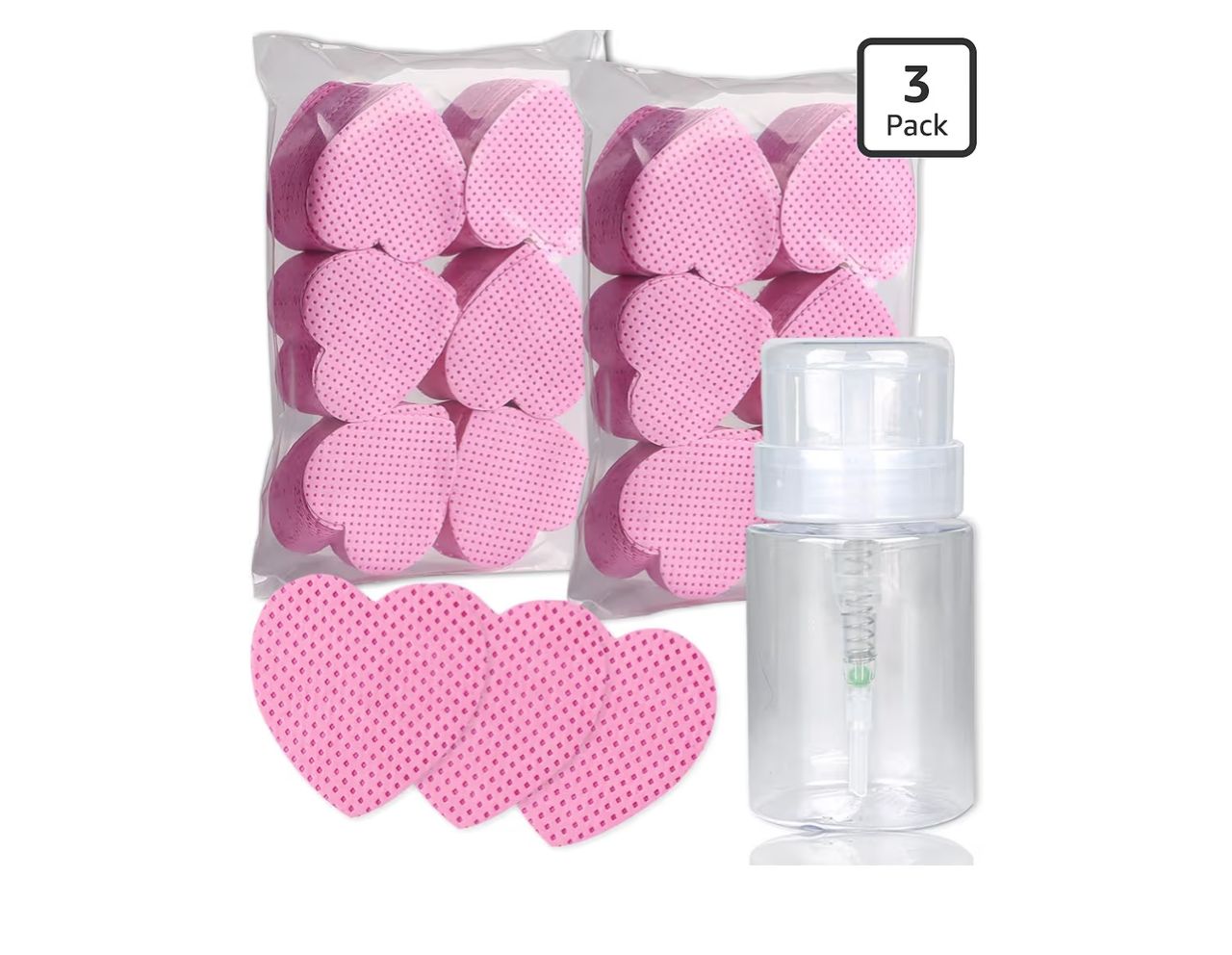 Pads limpiadores en forma de corazón con dispensador - 3 Pack Rosa 600 toallitas