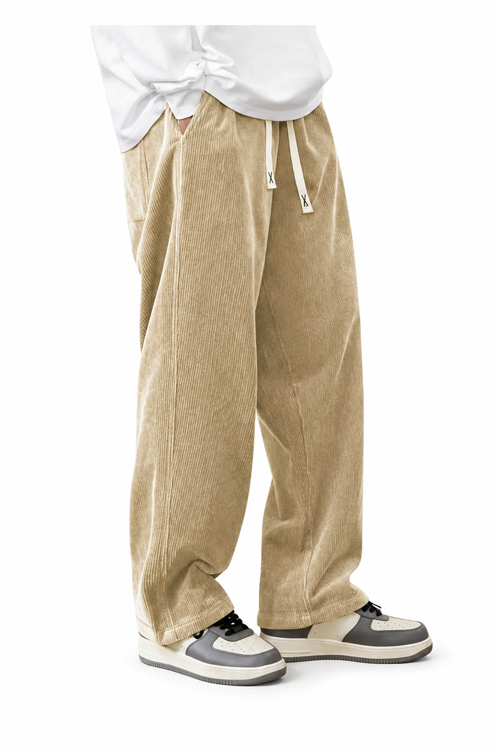 TrediZone - Pantalón wide leg de pana - Beige