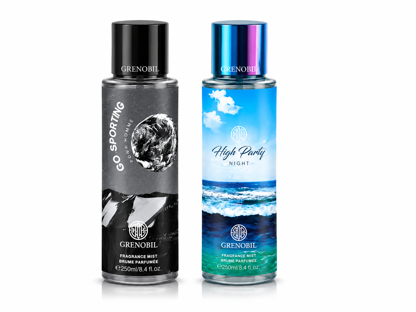 Grenobil - Fragrance Mist para hombre- Go Sporting & High Party Night 250 ml - Pack x 2