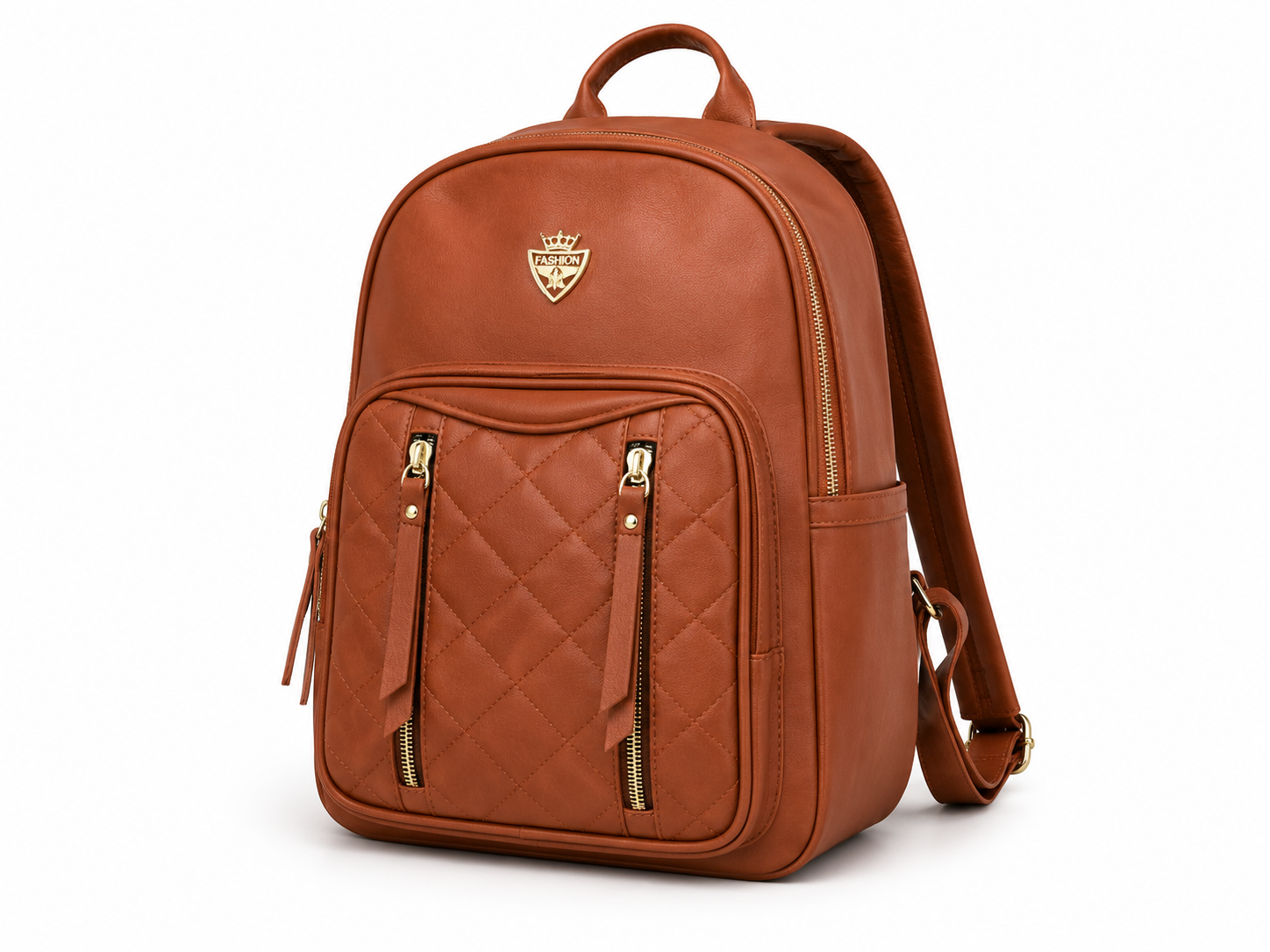 Mochila de Cuero Sintético - Café Acolchada - (🚚Proveedor local)