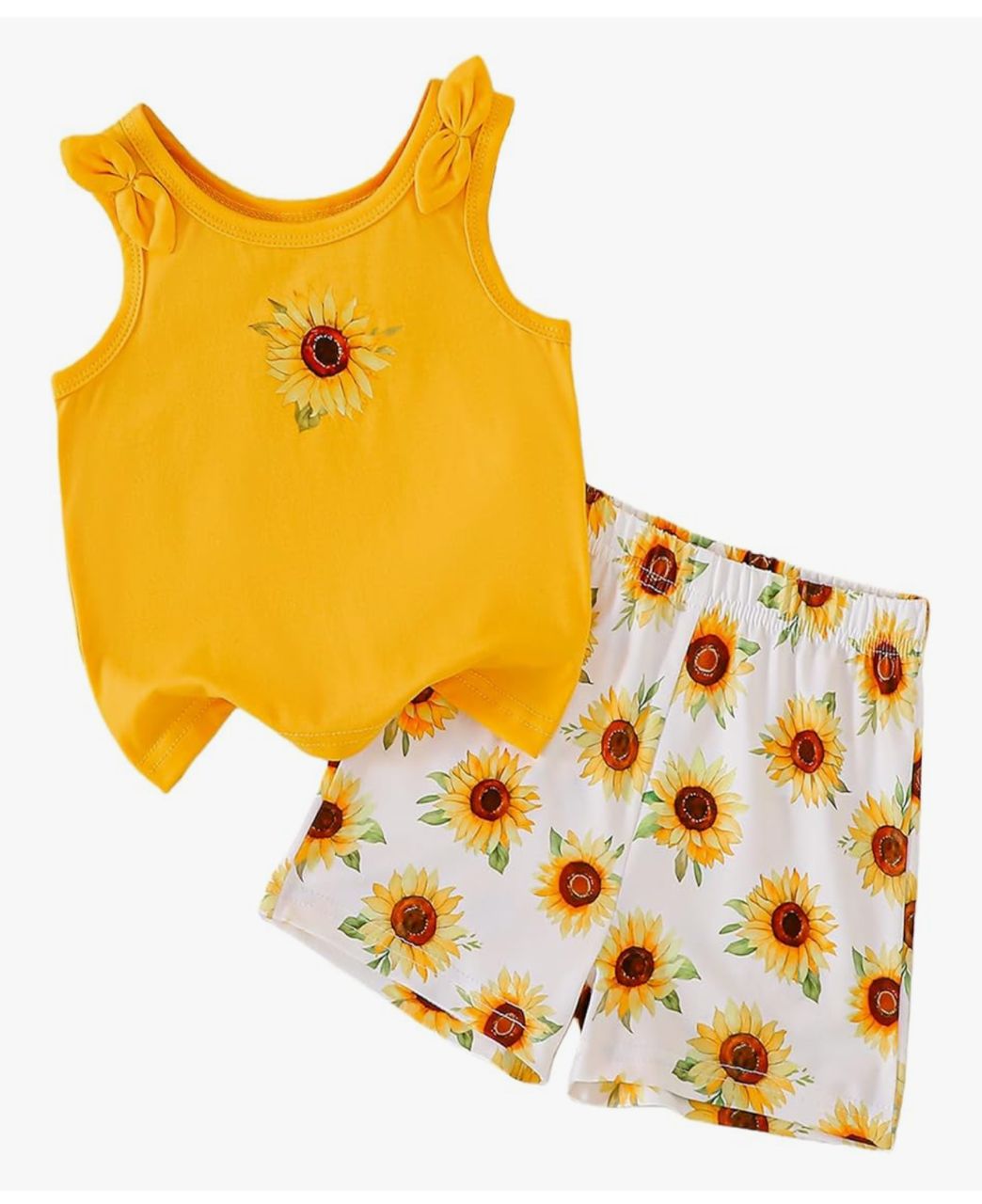 Conjunto infantil top y short - Girasoles amarillo