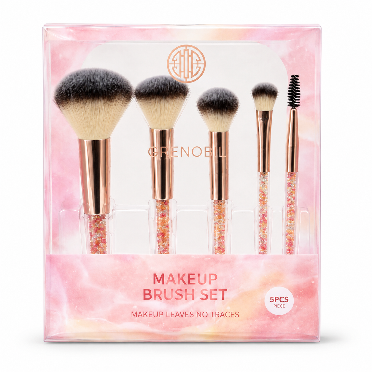 Grenobil - Set de Brochas de Maquillaje - 5 Piezas Rosa