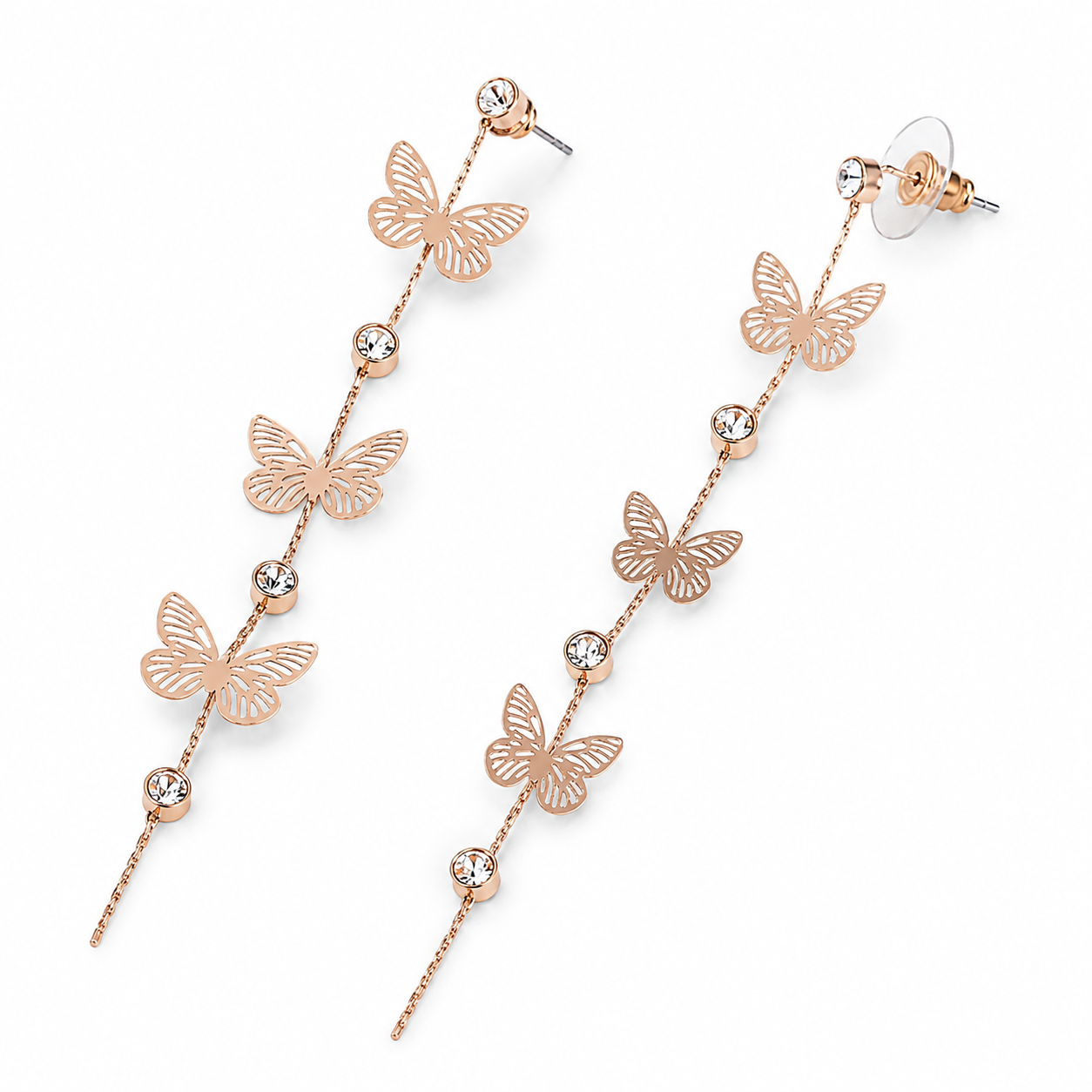 Jessica Simpson - Zarcillos Colgantes Lineales Butterfly - Metal Oro rosa