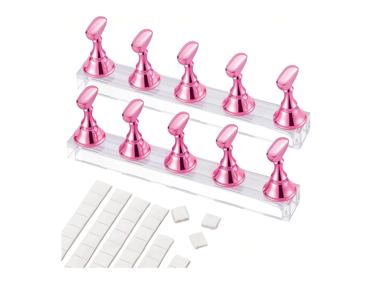 Soporte Magnético para Uñas - Set Rosa 54 Piezas Masilla adhesiva