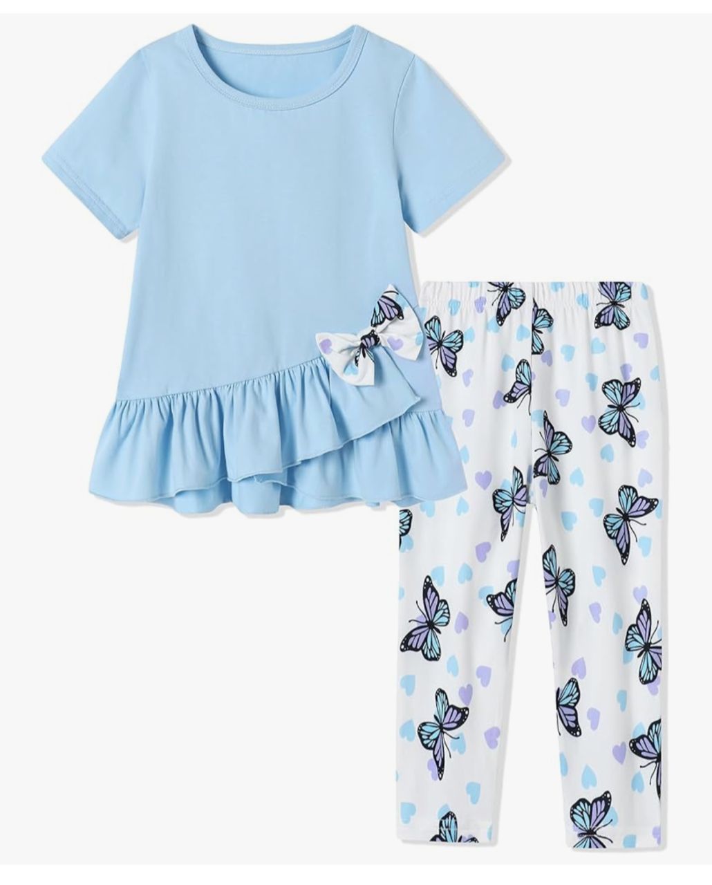 Conjunto infantil blusa y leggings - azul mariposas