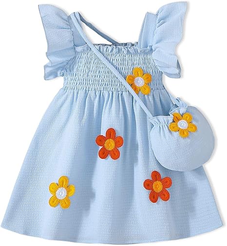 Toddle - Vestido de verano para niña con  bolso - Azul
