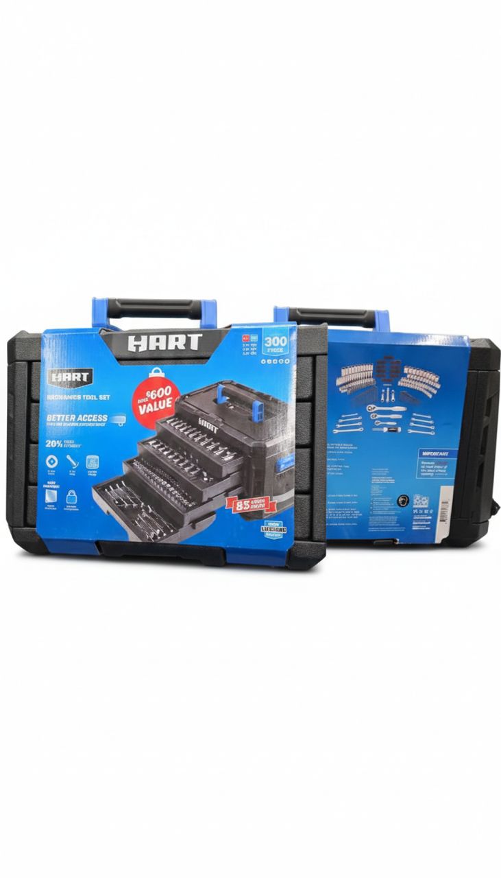Juego de Herramientas HART Mechanics Tool Set 300 Piezas – Caja Profesional con Dados, Llaves y Accesorios Mecánica Automotriz