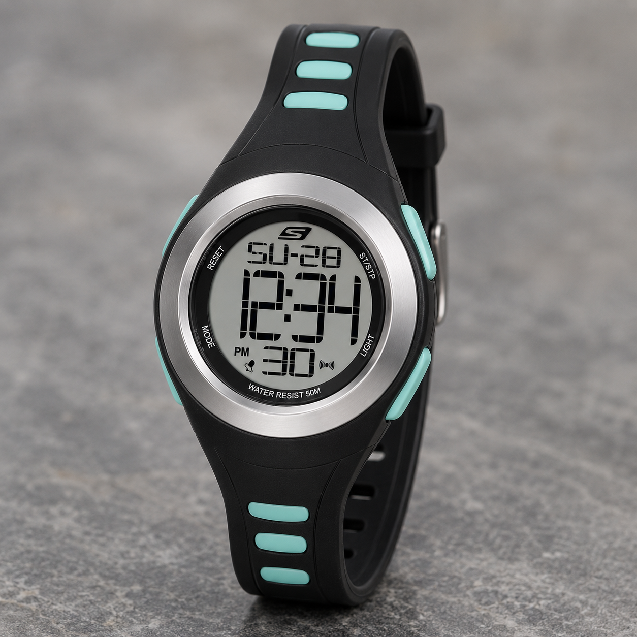Skechers Tennyson - Reloj Cronógrafo Digital - Negro/Menta