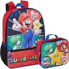Mochila de Super Mario con fiambrera para niños y niñas