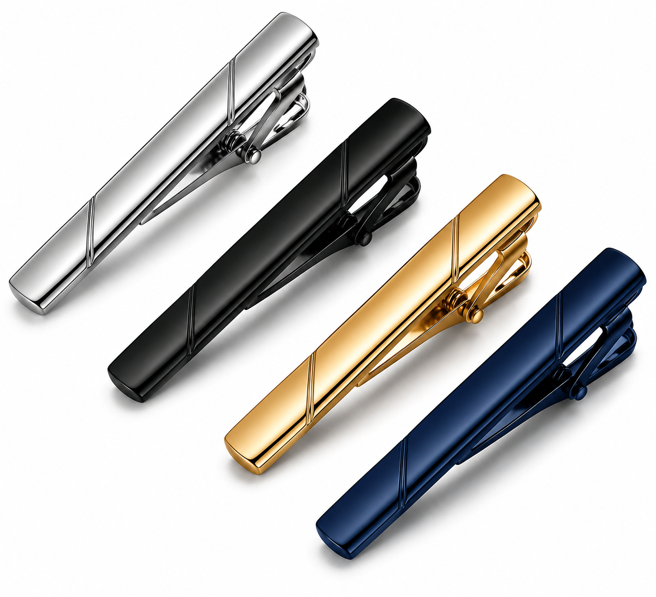 MOZETO - Set de 4 Pinzas de corbatas para hombre