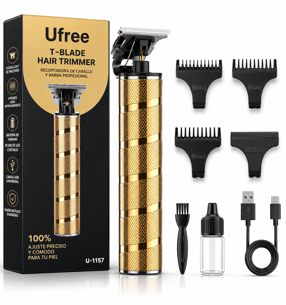 Ufree T-BLADE Recortadora de Cabello y Barba - Dorada U-1157