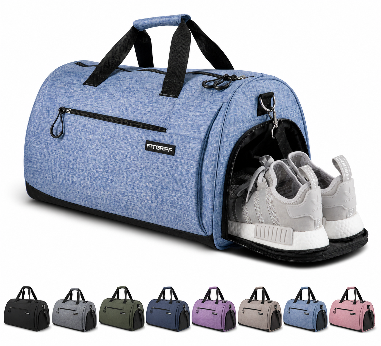 FITGRIFF - Bolsa  de Gimnasio para hombres y mujeres con Compartimento para Zapatos - Azul