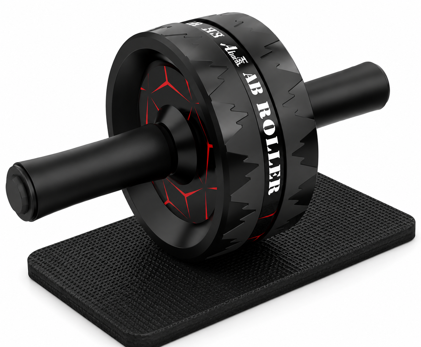 Abiarst - Rodillo  Abdominal de Doble Rueda con Almohadilla - Negro/Rojo