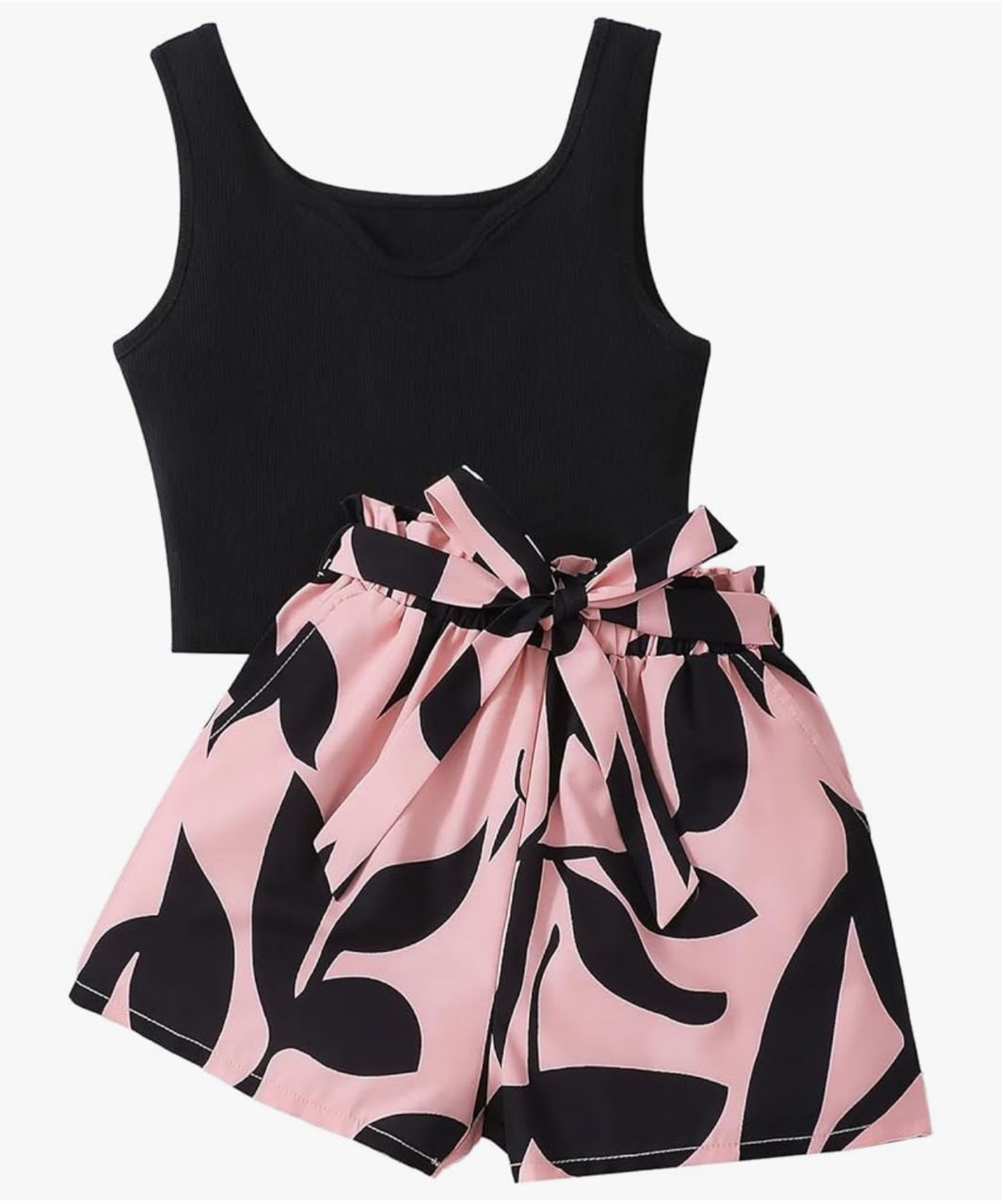 Seechosle - Conjunto Top y Short - Negro/Rosa Estampado