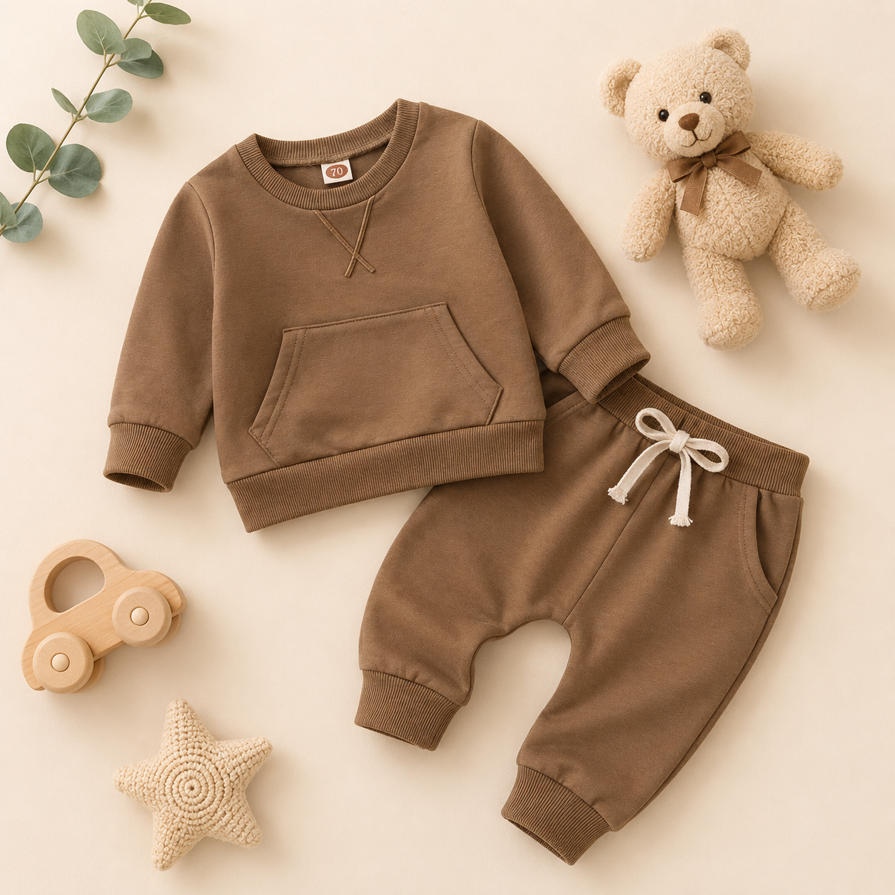 Conjunto Bebé Sudadera y Jogger - Marrón