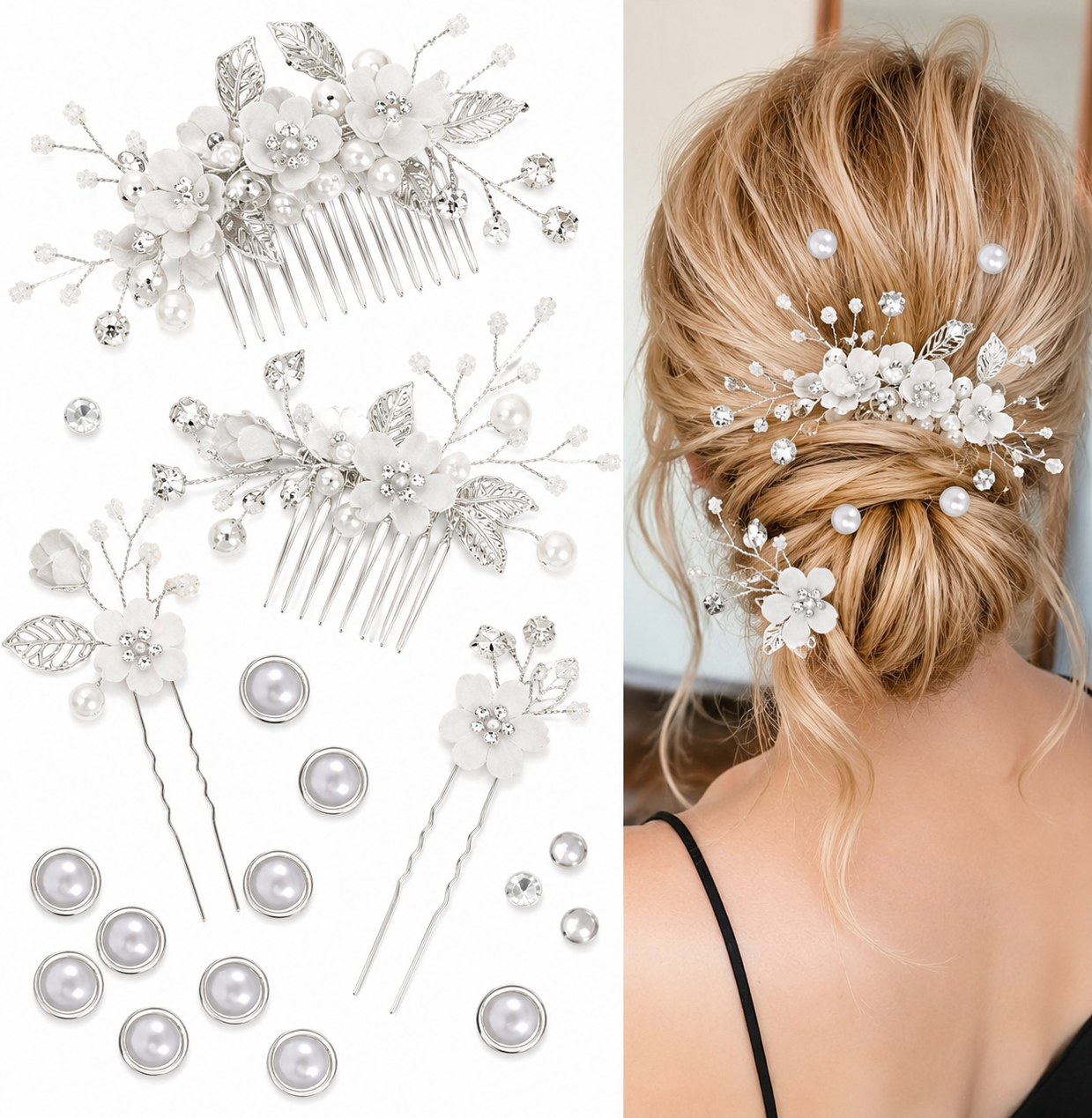 SUBTAVIK - Pinzas para cabello de boda - Set de 14 Pzas.
