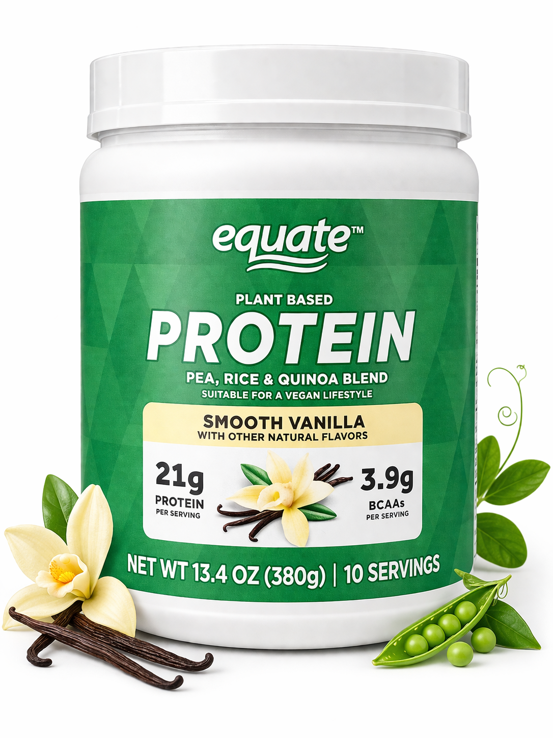 Equate - Proteína Vegetal - Smooth Vanilla 13.4 oz