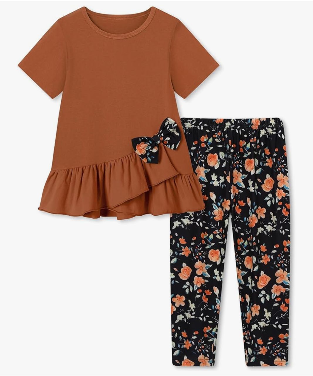 Conjunto infantil de blusa y leggings - Marrón claro