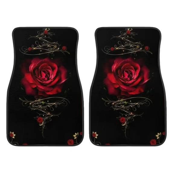 Alfombrillas para Auto - Rosa Roja Negra (Set de 2)