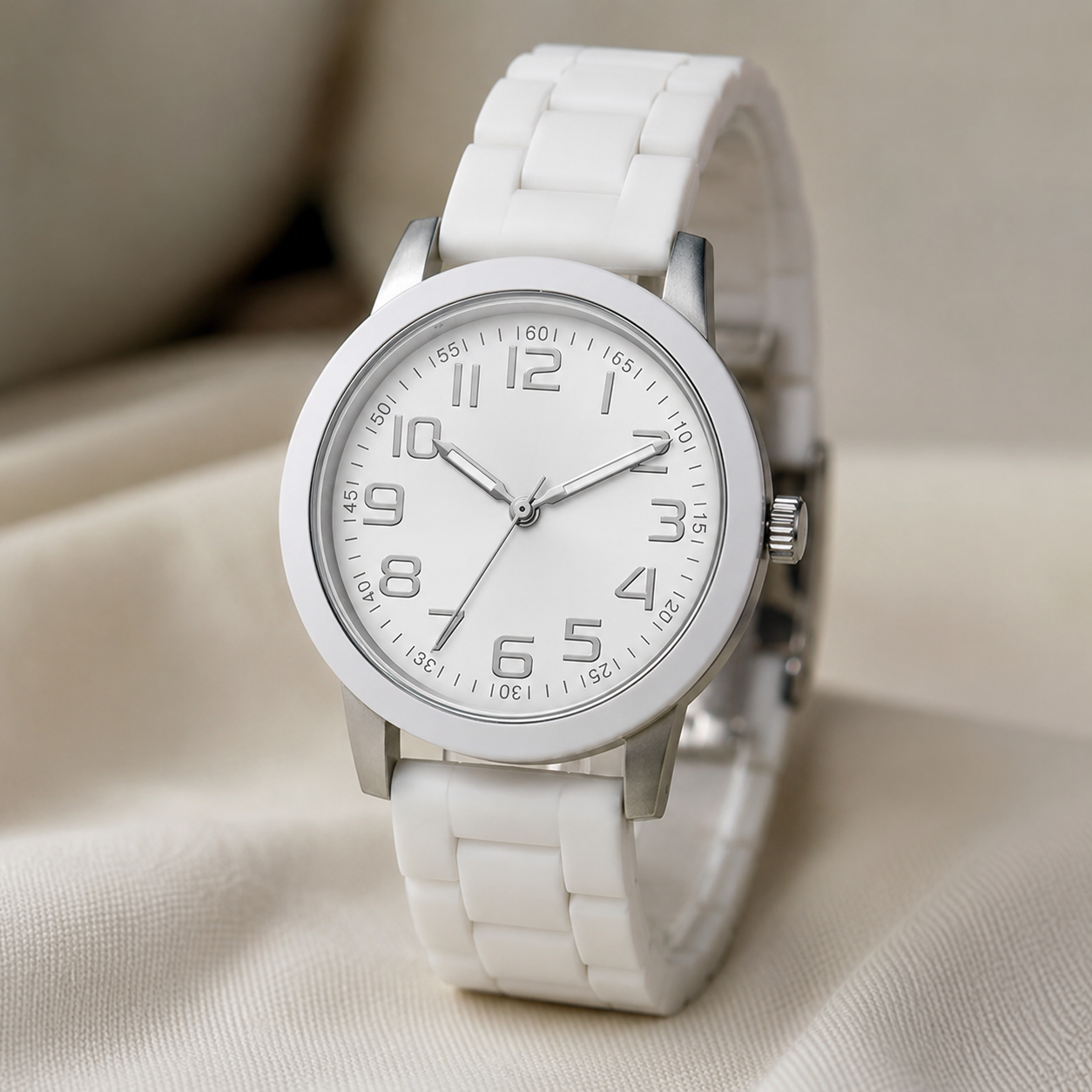 Time & Tru - Reloj de Pulsera - Correa de Silicona - Blanco/Plateado