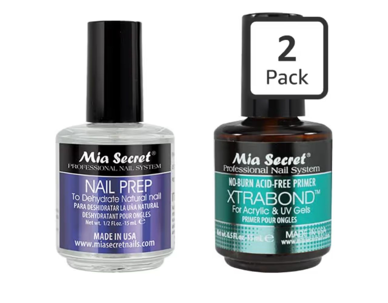 Mia Secret - Nail Prep + Xtrabond Primer - Pack 2 piezas 15 ml