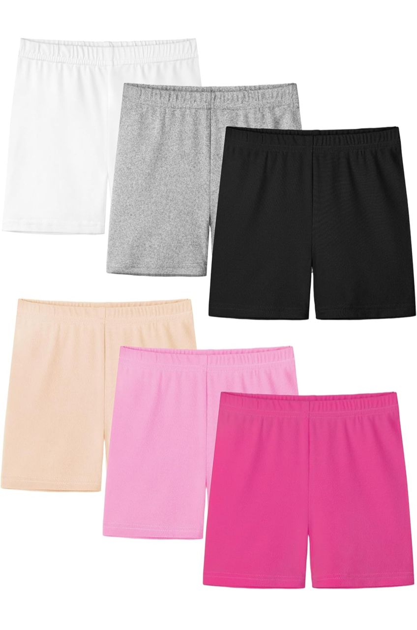 Shorts tipo biker para niña - Paquete de 6 colores surtidos