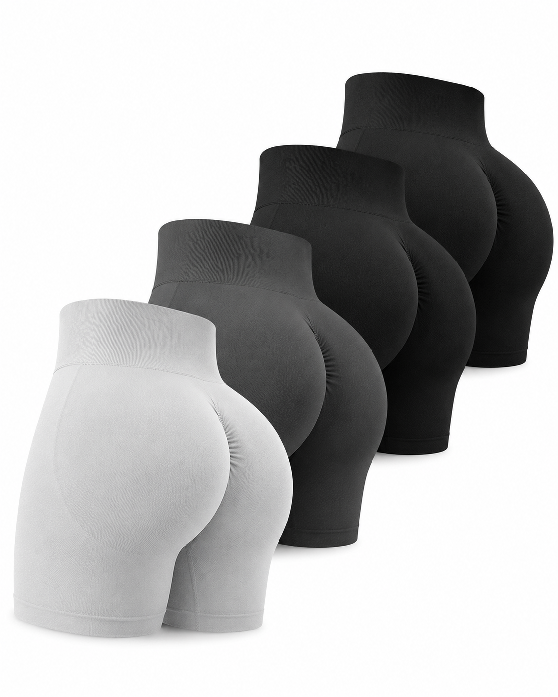 CHRLEISURE - Pantalones cortos de entrenamiento - Pack 4 (Negro 2/Gris oscuro/Gris claro)