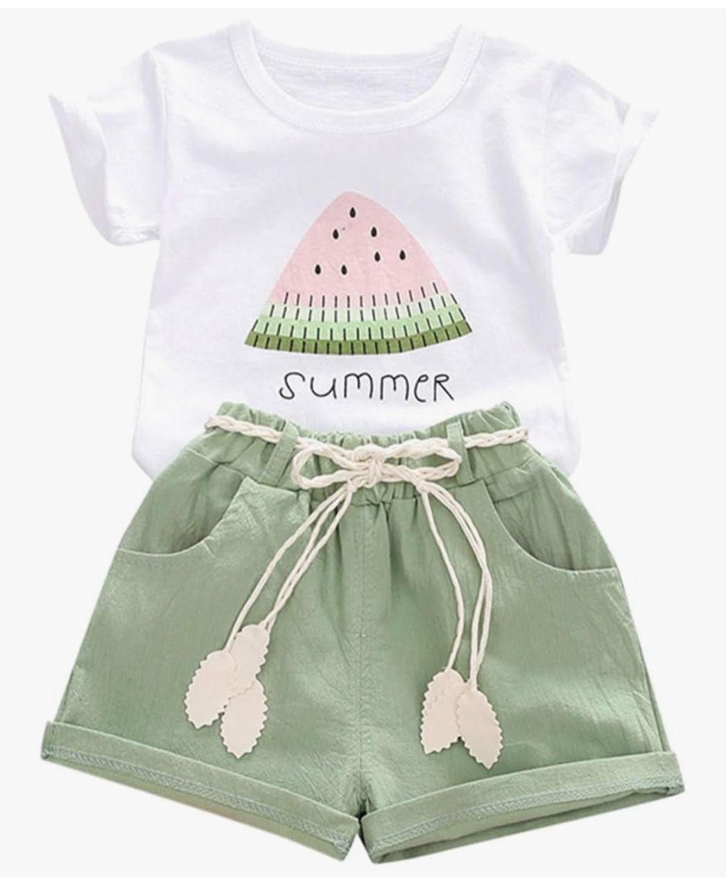 YOUNGER TREE Conjunto infantil de camiseta y short - Sandía Summer verde