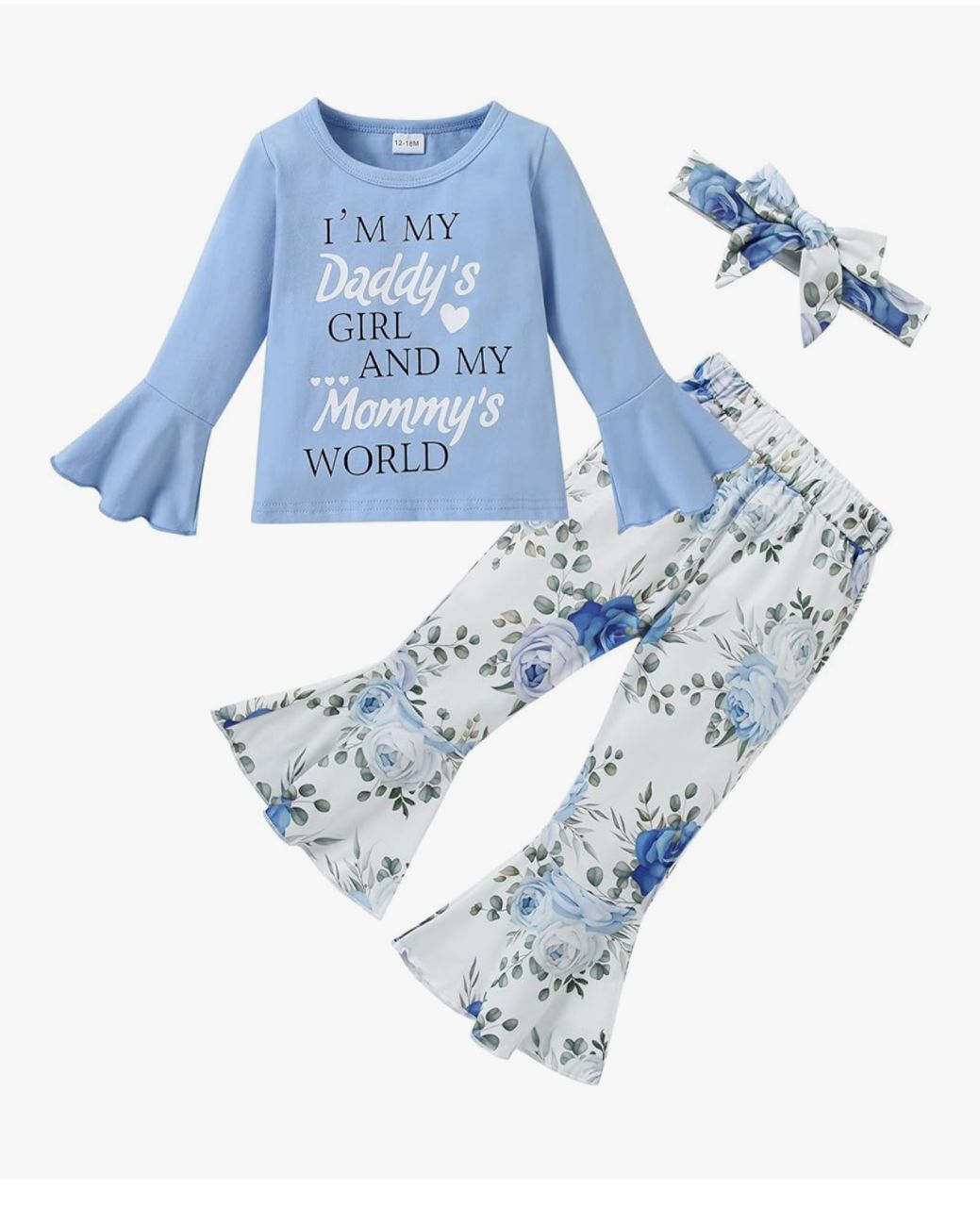 Conjunto infantil de 3 piezas - Azul floral
