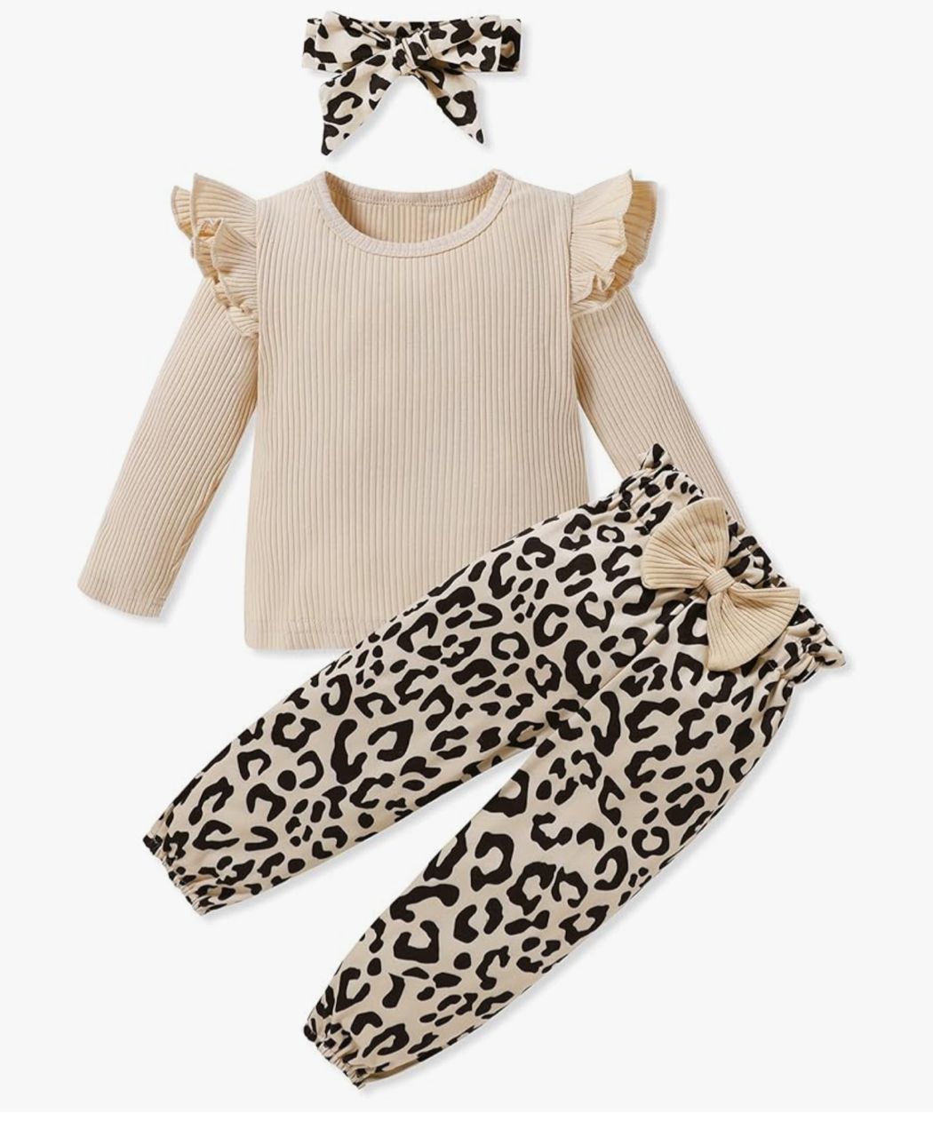 SANMIO Conjunto infantil 3 piezas - Beige con estampado leopardo